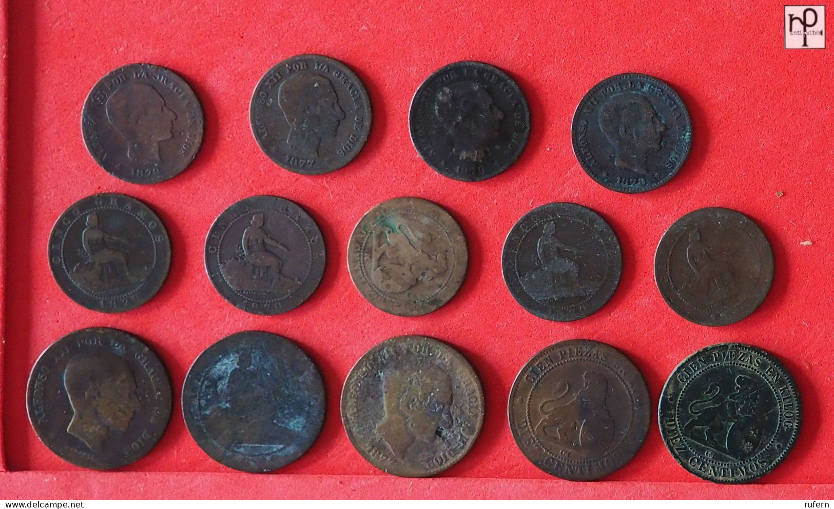 SPAIN  - LOT - 14 COINS - 2 SCANS  - (Nº57834) - Mezclas - Monedas