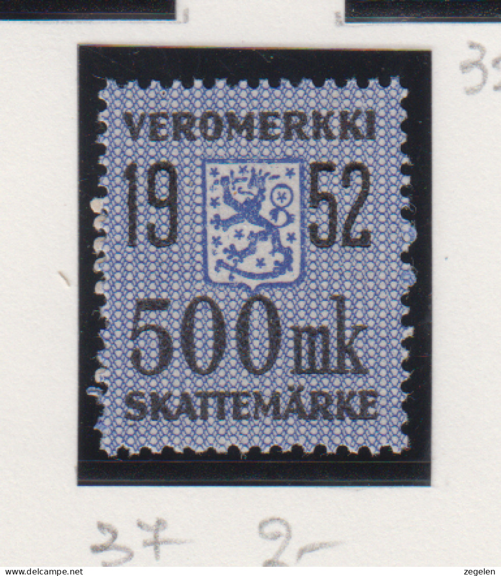 Finland Fiskale Zegel Cat. Barefoot Veromerkki/Income Tax 37   Jaar 1952 - Revenue Stamps