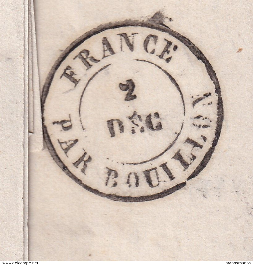 DDFF 517 - Lettre TP 14 De France MEZIERES 1858 - Marque D'entrée Belge FRANCE PAR BOUILLON En Noir - Officinas De Paso