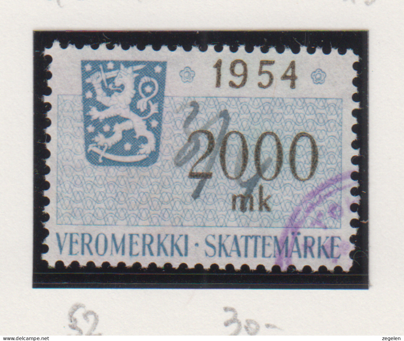 Finland Fiskale Zegel Cat. Barefoot Veromerkki/Income Tax 52    Jaar 1954 - Steuermarken