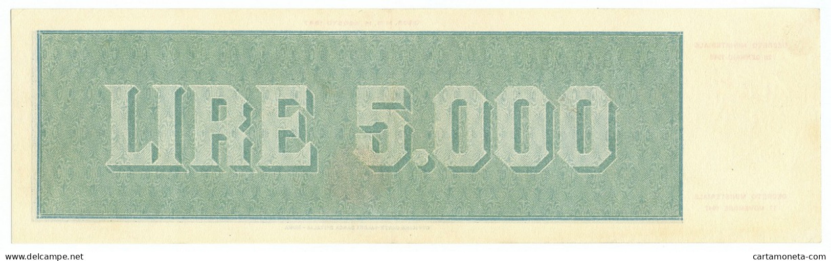 5000 LIRE TITOLO PROVVISORIO MEDUSA REPUBBLICA ITALIANA 28/01/1948 QSPL - Autres & Non Classés