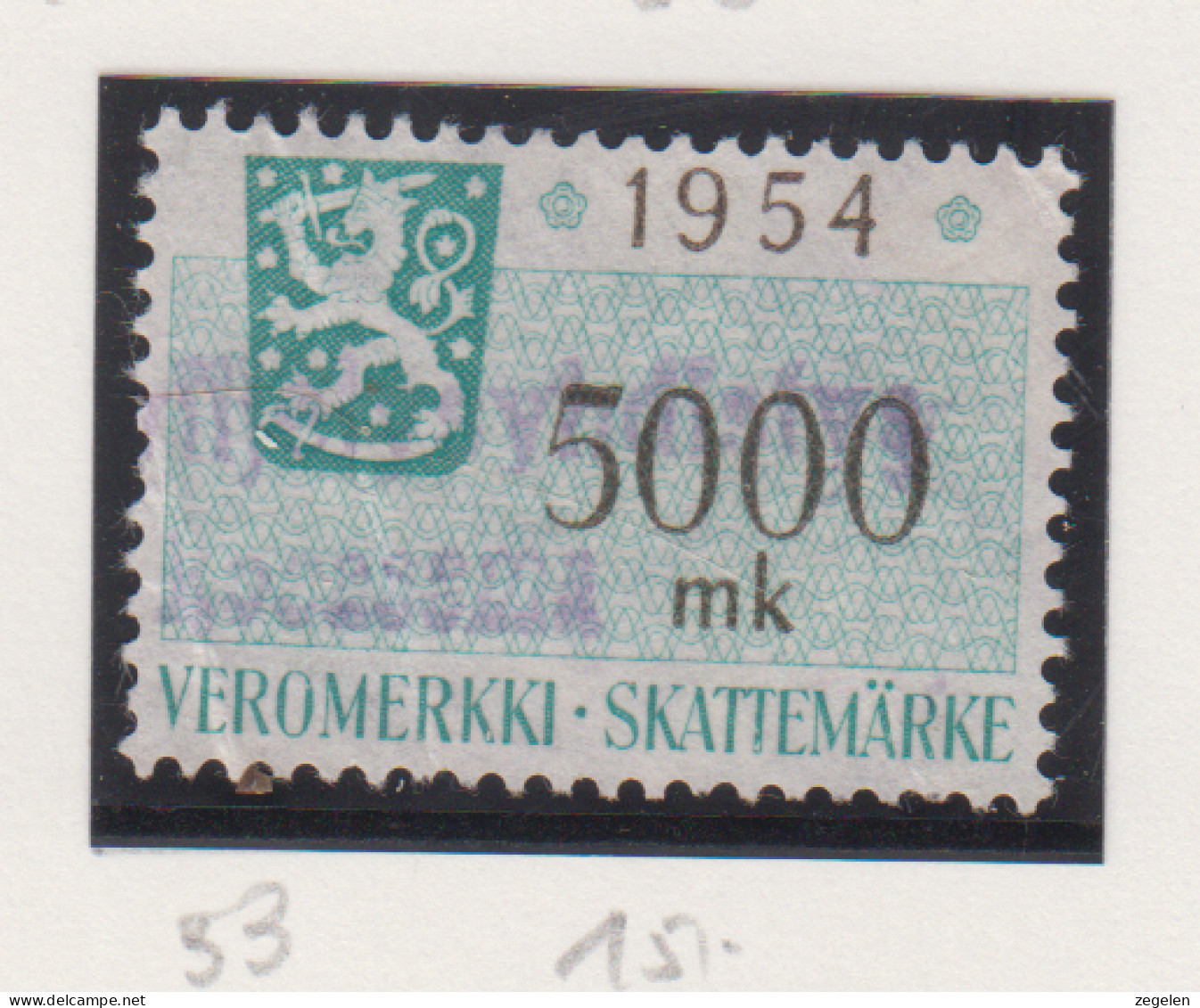 Finland Fiskale Zegel Cat. Barefoot Veromerkki/Income Tax 53    Jaar 1954 - Fiscale Zegels