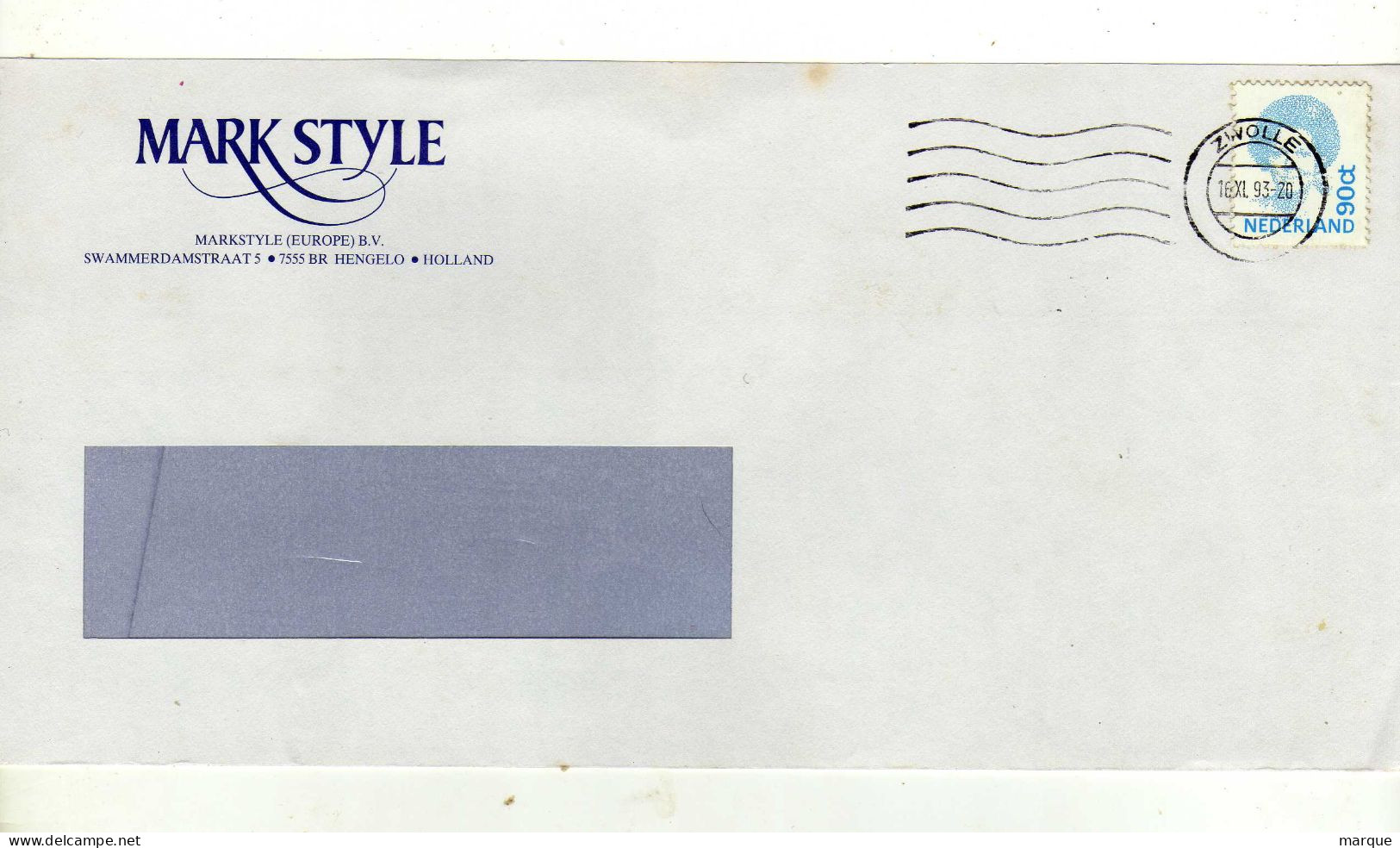 Enveloppe PAYS BAS NEDERLAND Oblitération ZWOLLE 16/11/1993 - Storia Postale