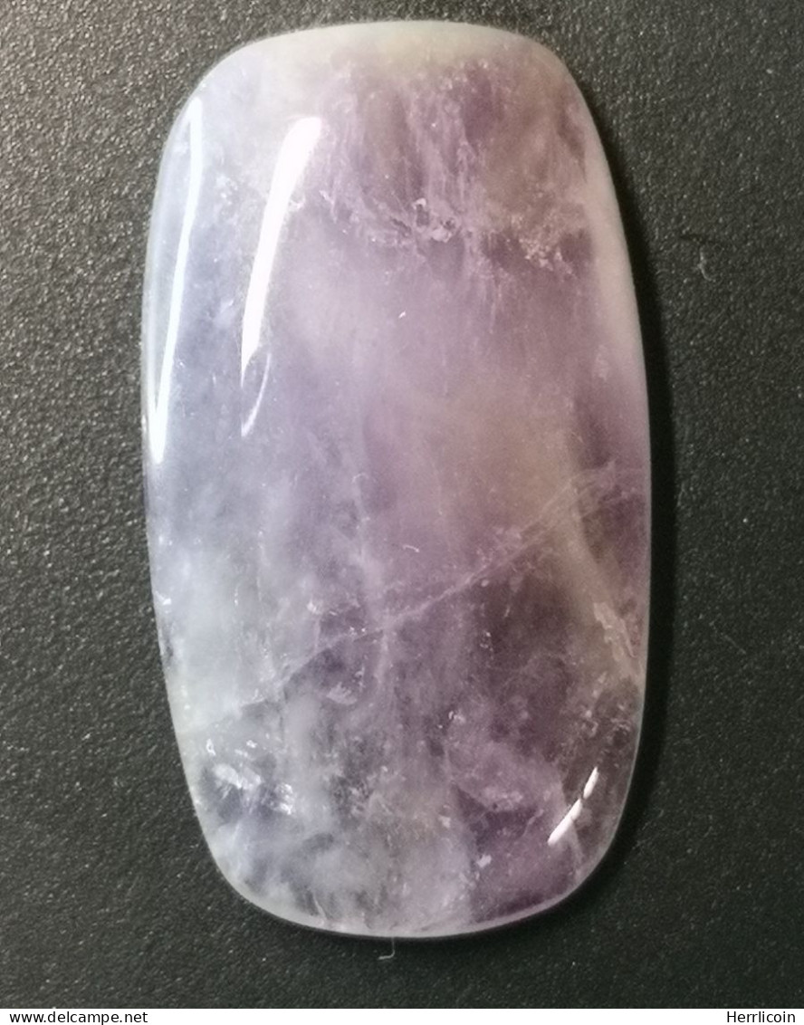 Cabochon Améthyste à Chevrons Ou Dentelle Naturelle Du Brésil  - 17.17 Carats (3.43 Grammes) - 26.5 X 15 X 5 Mm - Amethyst