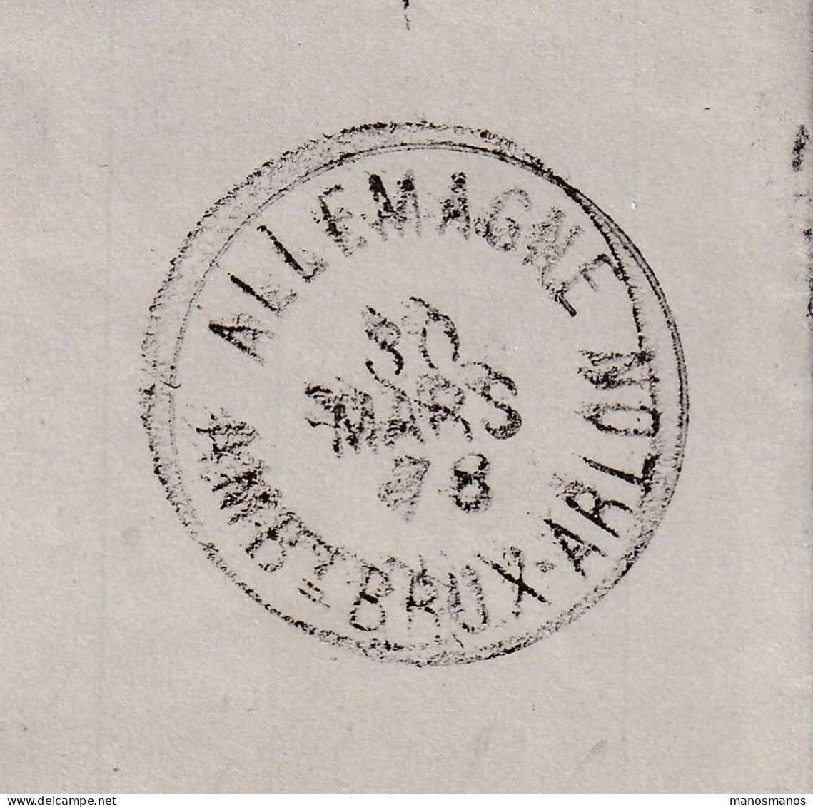 DDFF 523 - Lettre TP 28 Et 30 X 2 ANVERS 1878 Vers MULHOUSE - Marque D'échange Belge ALLEMAGNE Ambt BRUX-ARLON - Grenzübergangsstellen