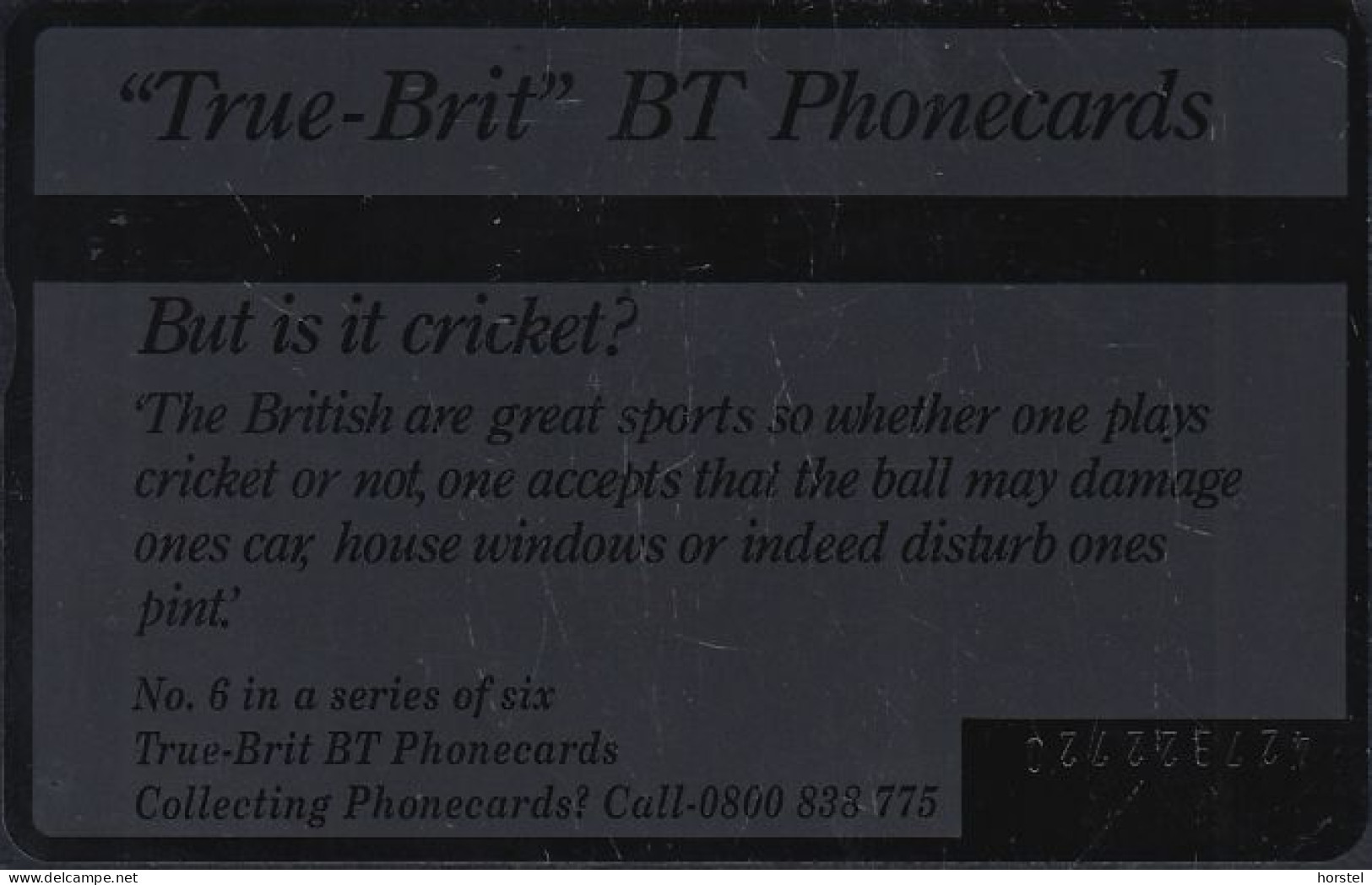 UK Btc 121 True Brits (6) - Comic - But Is It Cricket ? - 50 Units - 427B - BT Allgemeine