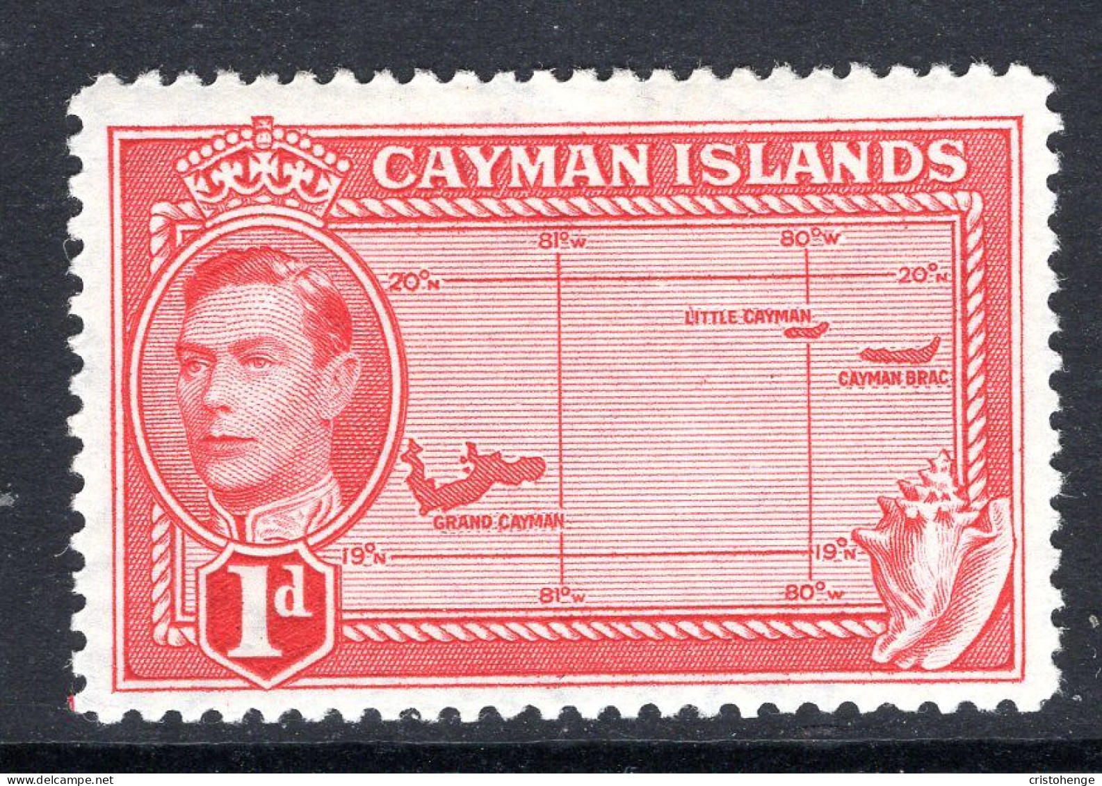 Cayman Islands 1938-48 KGVI Pictorials - 1d Map Of Cayman Islands HM (SG 117) - Cayman Islands