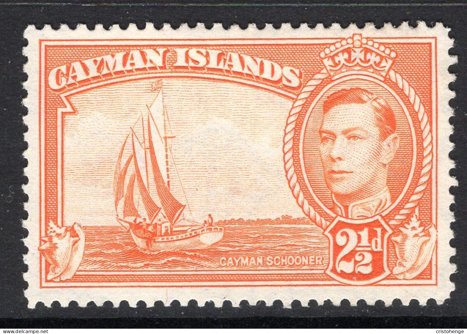 Cayman Islands 1938-48 KGVI Pictorials - 2½d Rembro - Schooner HM (SG 120a) - Cayman Islands