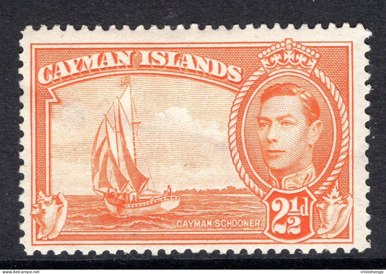 Cayman Islands 1938-48 KGVI Pictorials - 2½d Rembro - Schooner HM (SG 120a) - Cayman Islands