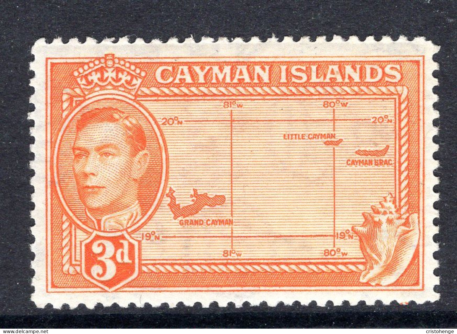 Cayman Islands 1938-48 KGVI Pictorials - 3d Cayman Islands Map HM (SG 121) - Cayman Islands