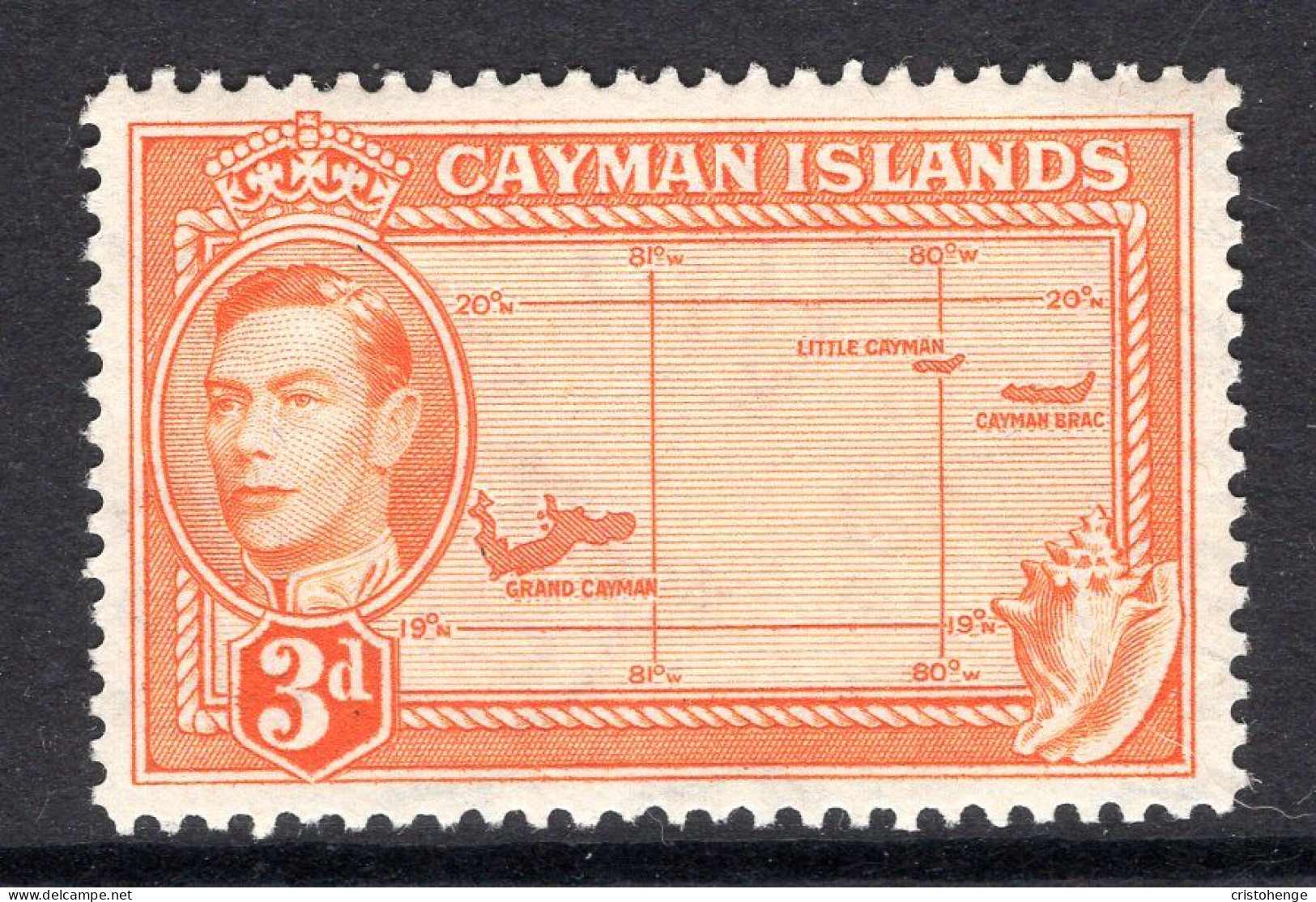 Cayman Islands 1938-48 KGVI Pictorials - 3d Cayman Islands Map HM (SG 121) - Cayman Islands