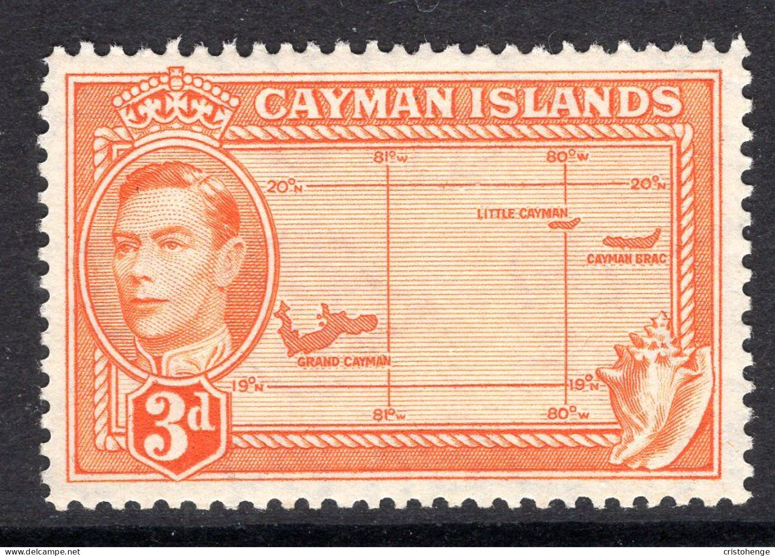 Cayman Islands 1938-48 KGVI Pictorials - 3d Cayman Islands Map HM (SG 121) - Cayman Islands