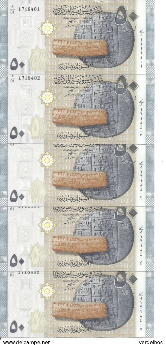 SYRIE 50 POUNDS 2021 UNC P 112 B ( 5 Billets ) - Syrië