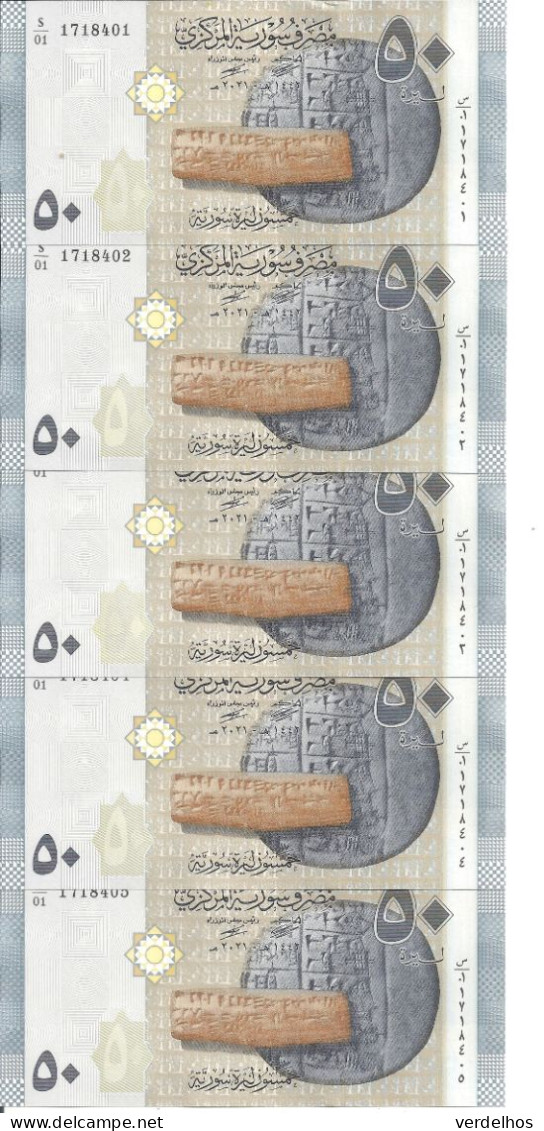 SYRIE 50 POUNDS 2021 UNC P 112 B ( 5 Billets ) - Syrie