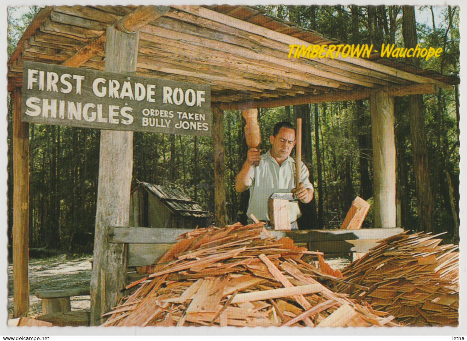 Australia NEW SOUTH WALES NSW Roof Shingle Splitter TIMBERTOWN WAUCHOPE Bellevue BV571 Postcard C1970s - Other & Unclassified