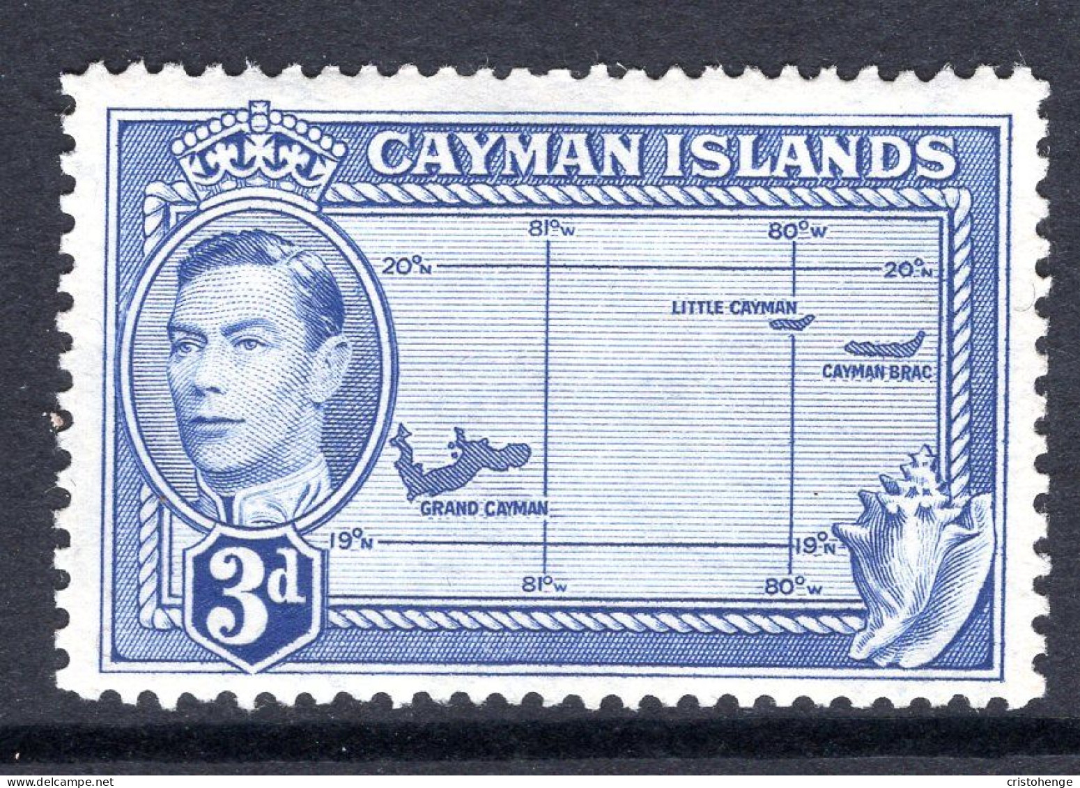 Cayman Islands 1938-48 KGVI Pictorials - 3d Cayman Islands Map HM (SG 121a) - Cayman Islands