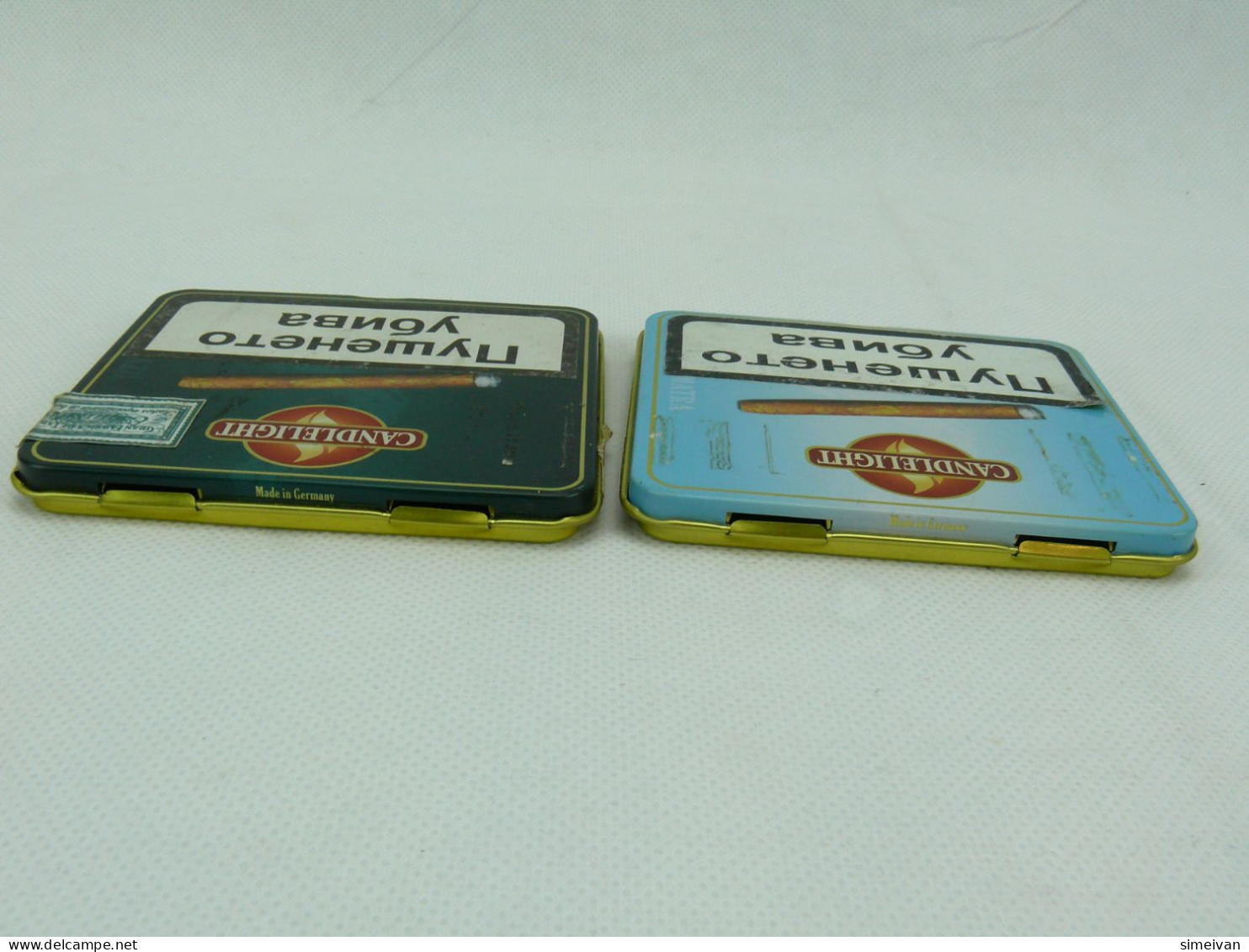 Candlelight Empty Cigarette Tin Cases Set Of Two Brazil And Sumatra #2224 - Sigarettenkokers (leeg)