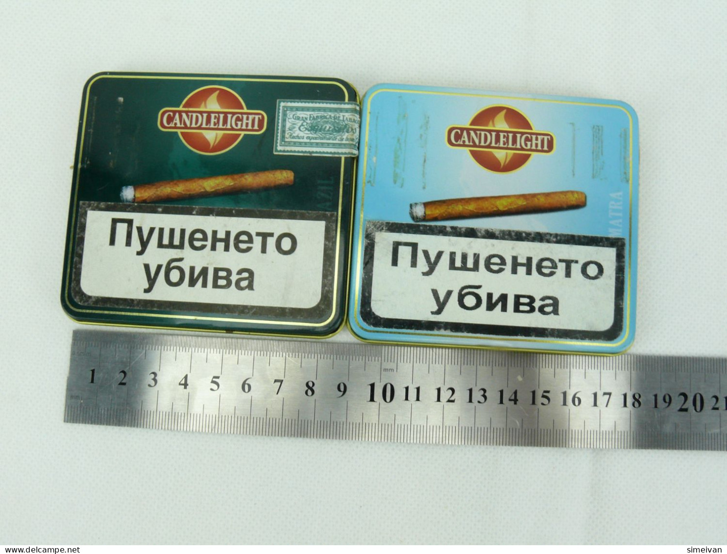 Candlelight Empty Cigarette Tin Cases Set Of Two Brazil And Sumatra #2224 - Empty Cigarettes Boxes