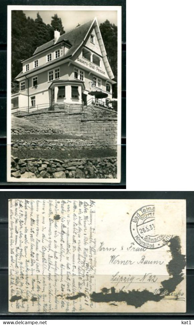 K19200)Ansichtskarte: Bad Teinach, Bauers Diaet-Pension, Gelaufen 1931 - Bad Teinach