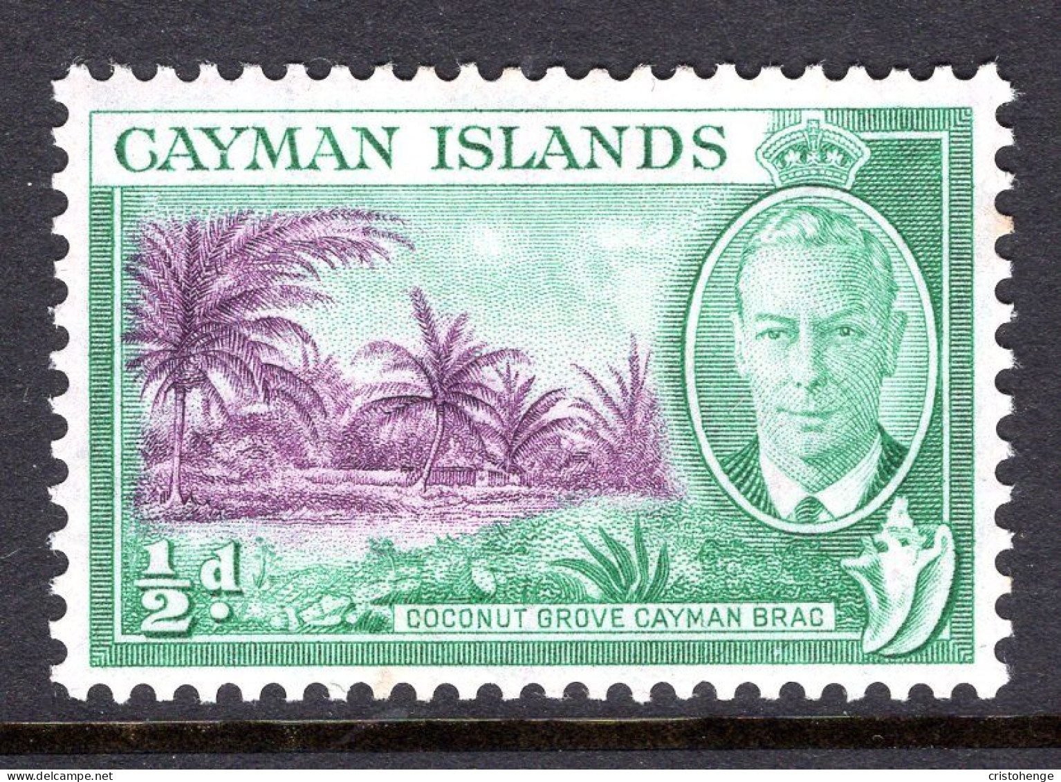 Cayman Islands 1950 KGVI Pictorials - ½d Coconut Grove HM (SG 136) - Cayman Islands