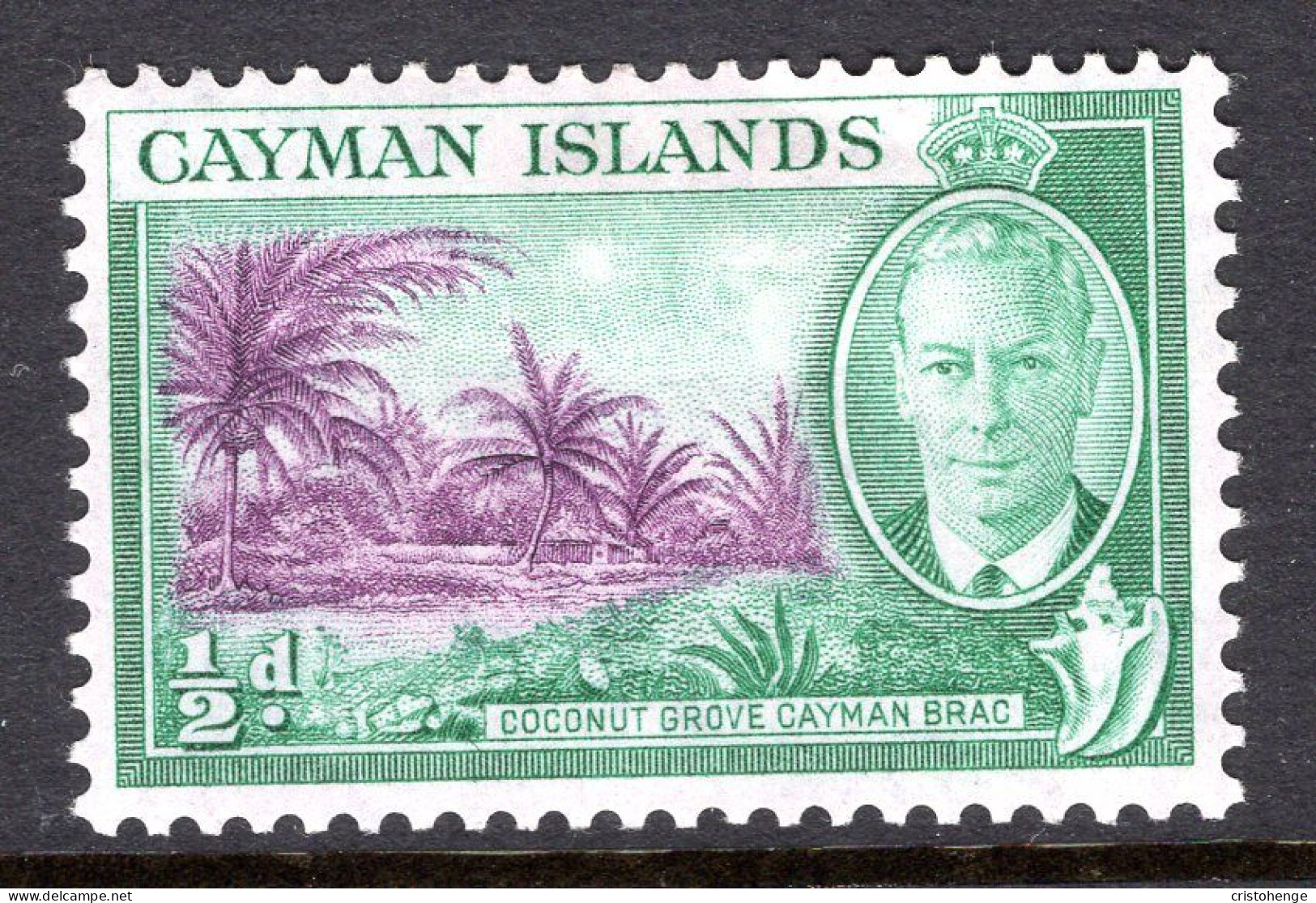 Cayman Islands 1950 KGVI Pictorials - ½d Coconut Grove HM (SG 136) - Cayman Islands