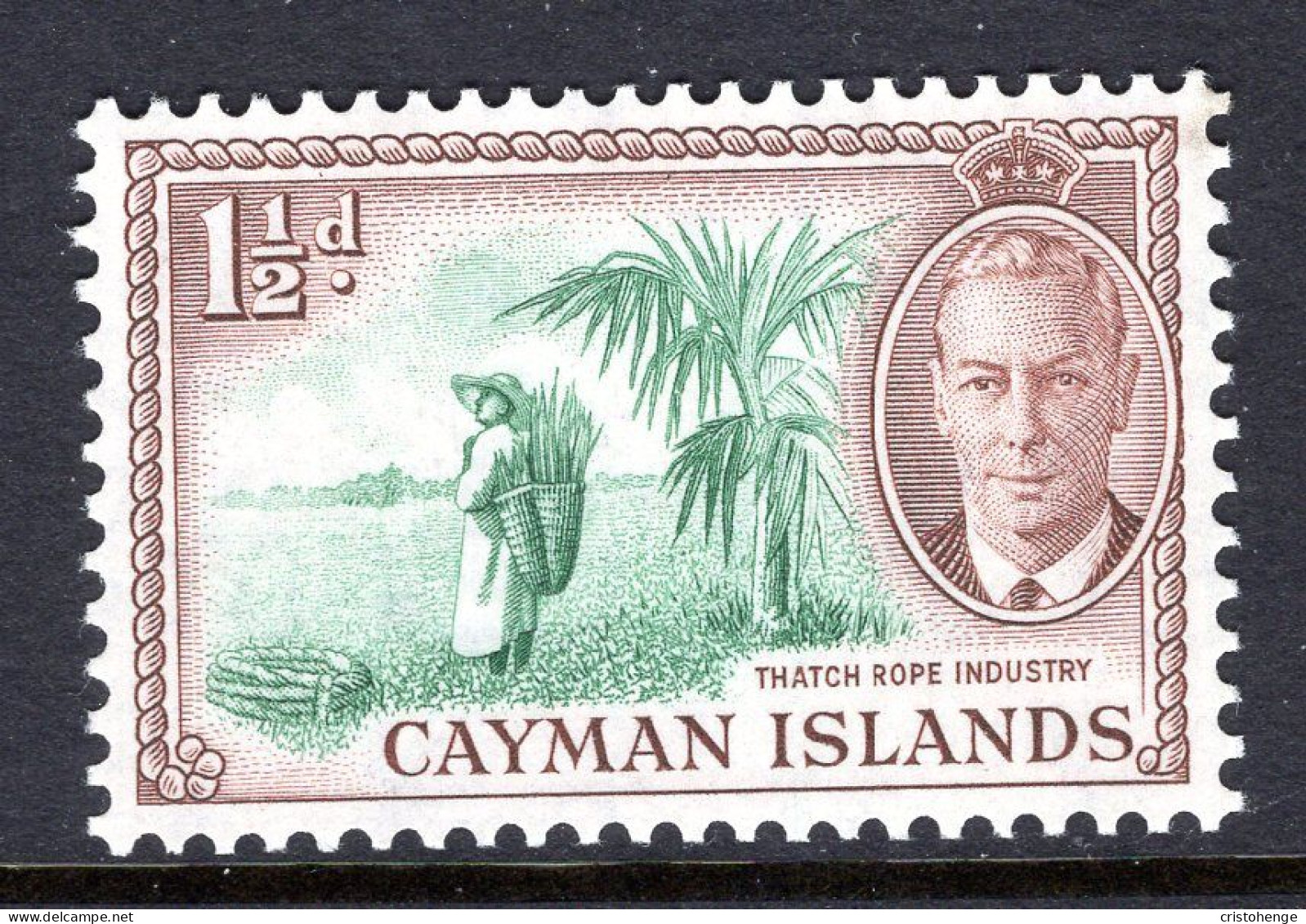 Cayman Islands 1950 KGVI Pictorials - 1½d Thatch Rope Industry MNH (SG 138) - Cayman Islands