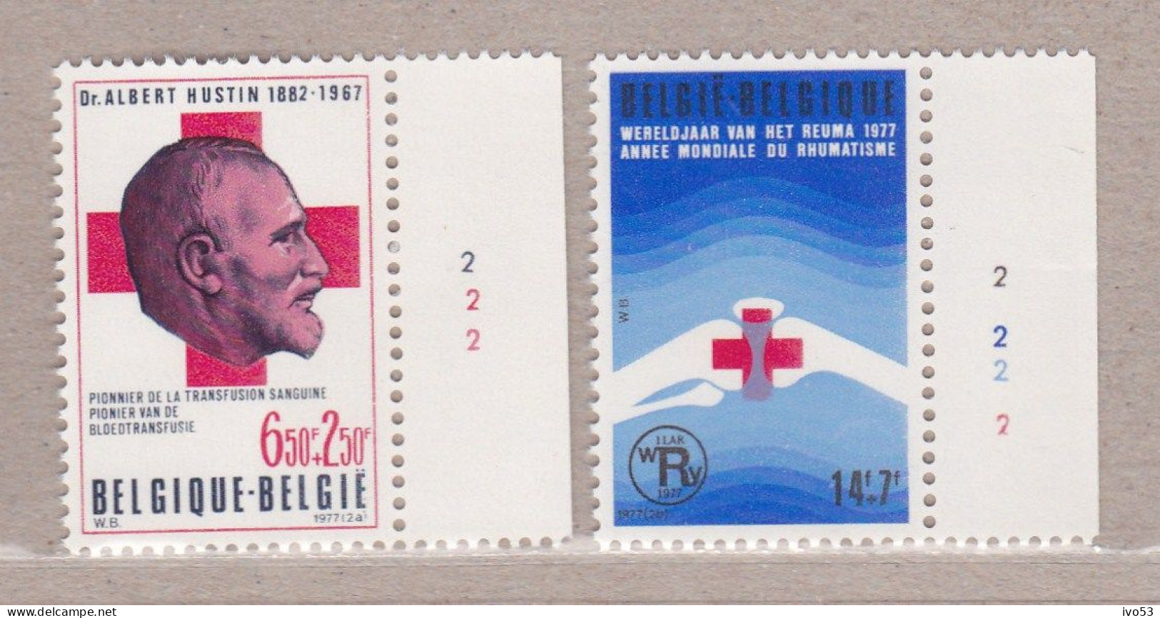 1977 Nr 1840-41** Plaatnummer:2.HET BELGISCHE RODE KRUIS. - 1971-1980