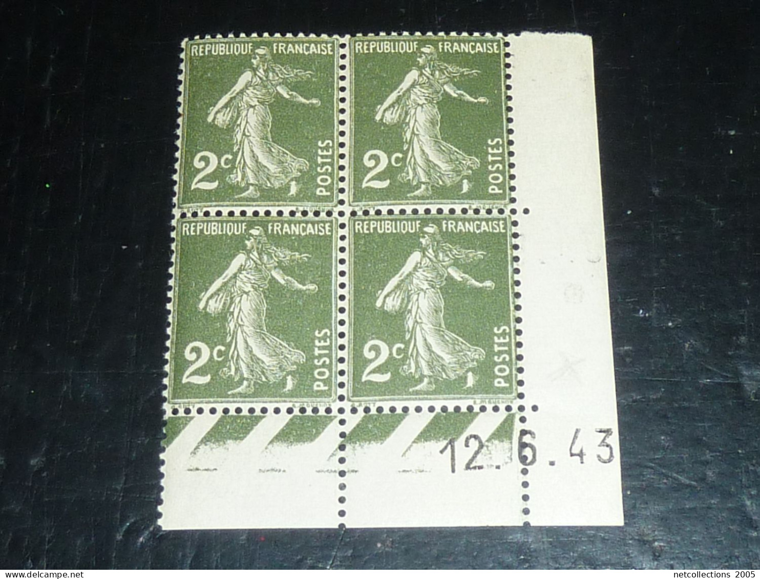 VARIETE DE FRANCE N°278 Type Semeuse Fond Plein Bloc De 4 - Erreur Date 1943 Au Lieu De 1934 - Neuf Sans Charnière (CV) - Unused Stamps