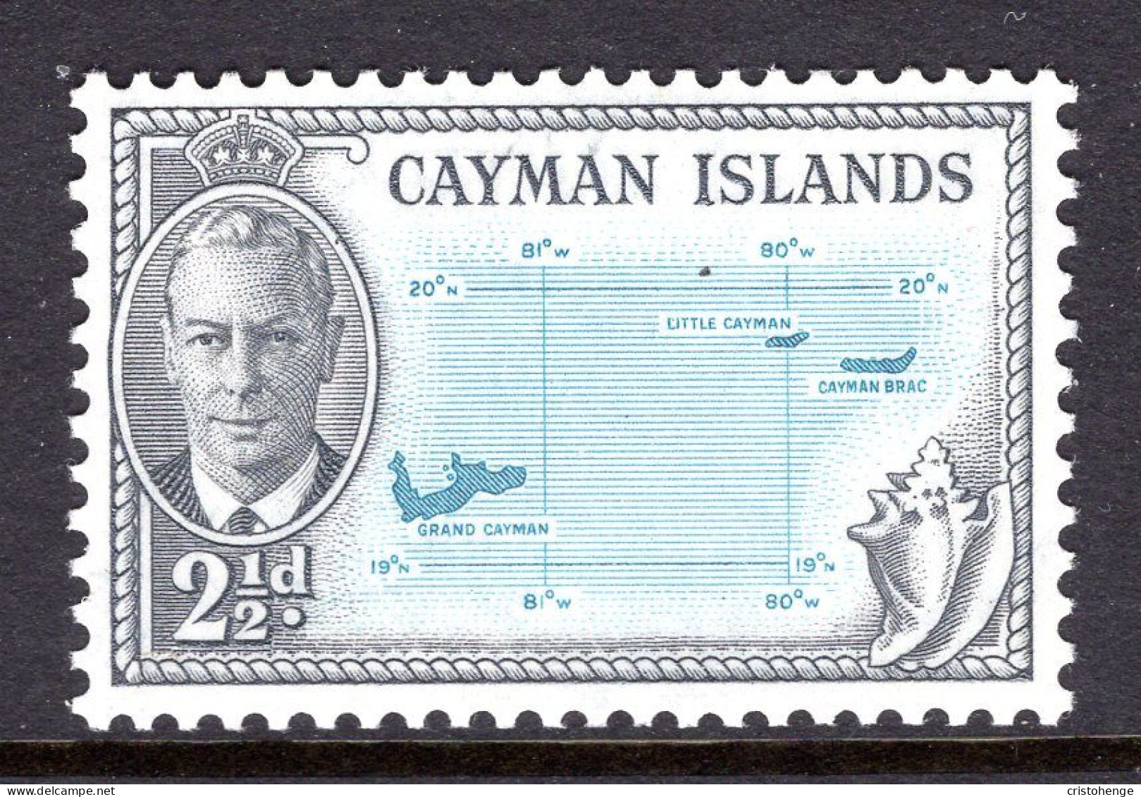 Cayman Islands 1950 KGVI Pictorials - 2½d Map Of Cayman Islands MNH (SG 140) - Cayman Islands