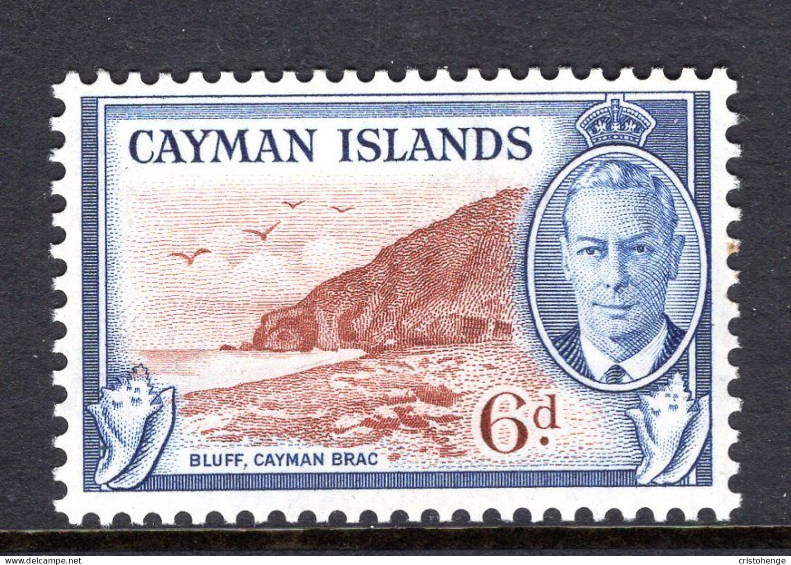 Cayman Islands 1950 KGVI Pictorials - 6d Bluff, Cayman Brac MNH (SG 142) - Cayman Islands