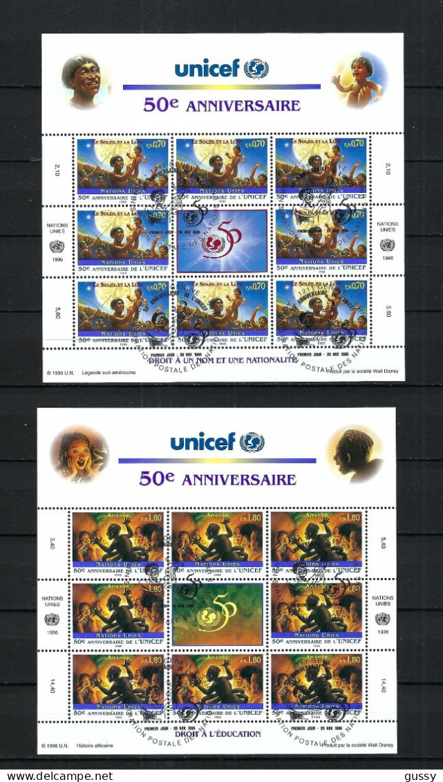 UNICEF 50 Ans 1996: Les 6 Blocs Obl. PJ Des Bureaux De New-York (USA), Genève (Suisse) Et Wien (Autriche) - UNICEF