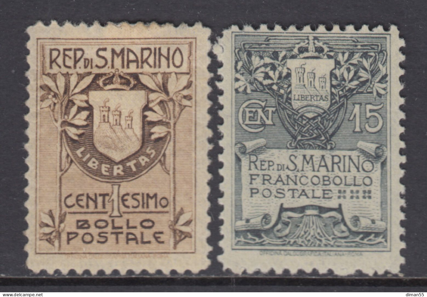 SAN MARINO - Sassone N.49-50 Cat 500 Euro - MH*  Linguellati - Neufs