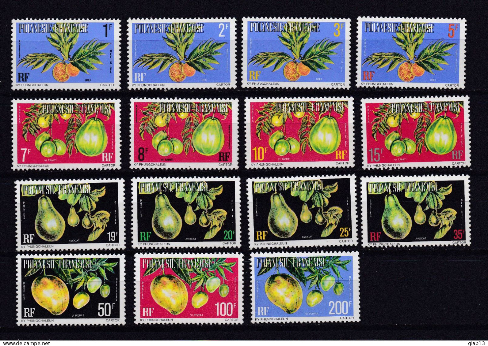 POLYNESIE 1977 SERVICE N°1A/15A NEUF AVEC CHARNIERE FRUITS - Dienstzegels