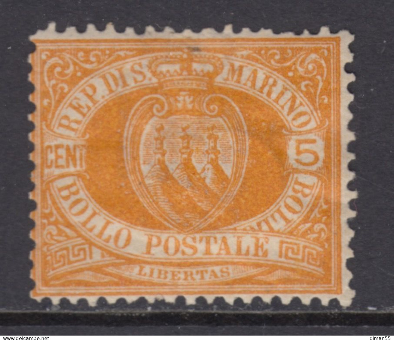 SAN MARINO - Sassone N. 2 - Cv 1200 Euro - CENTRATISSIMO - LINGUELLATO - MH* - Neufs