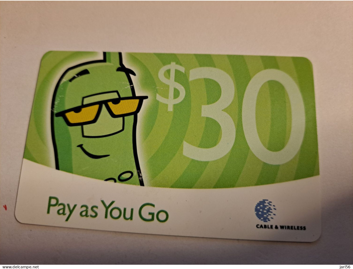 BARBADOS   $ 30 ,- PAY AS YOU GO GREEN    Prepaid      Fine Used Card  ** 16112 ** - Barbados