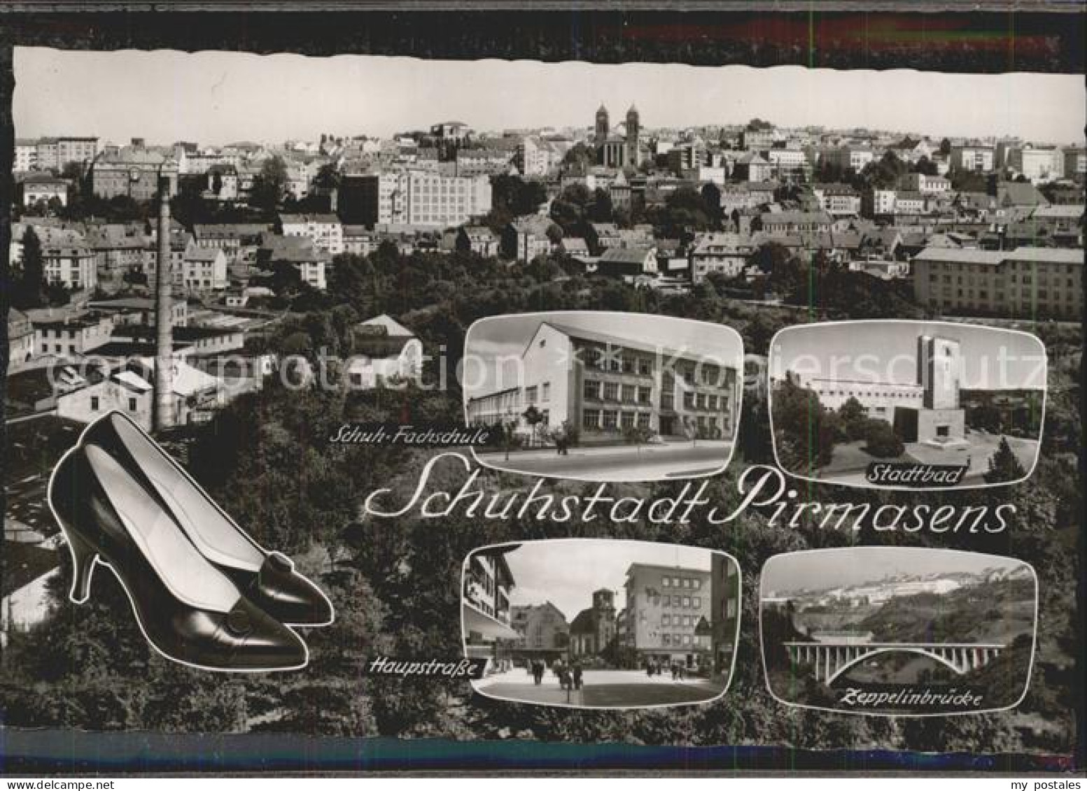 41953801 Pirmasens Gesamtansicht Schuhstadt Stadtbad Zeppelinbruecke Hauptstrass - Pirmasens