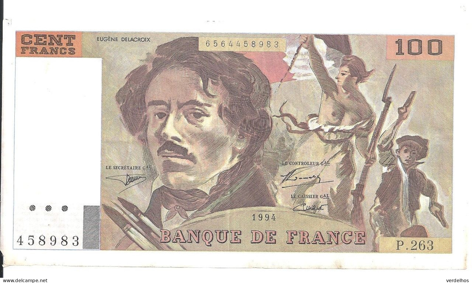 FRANCE 100 FRANCS 1994 VF P 154 H - 100 F 1978-1995 ''Delacroix''