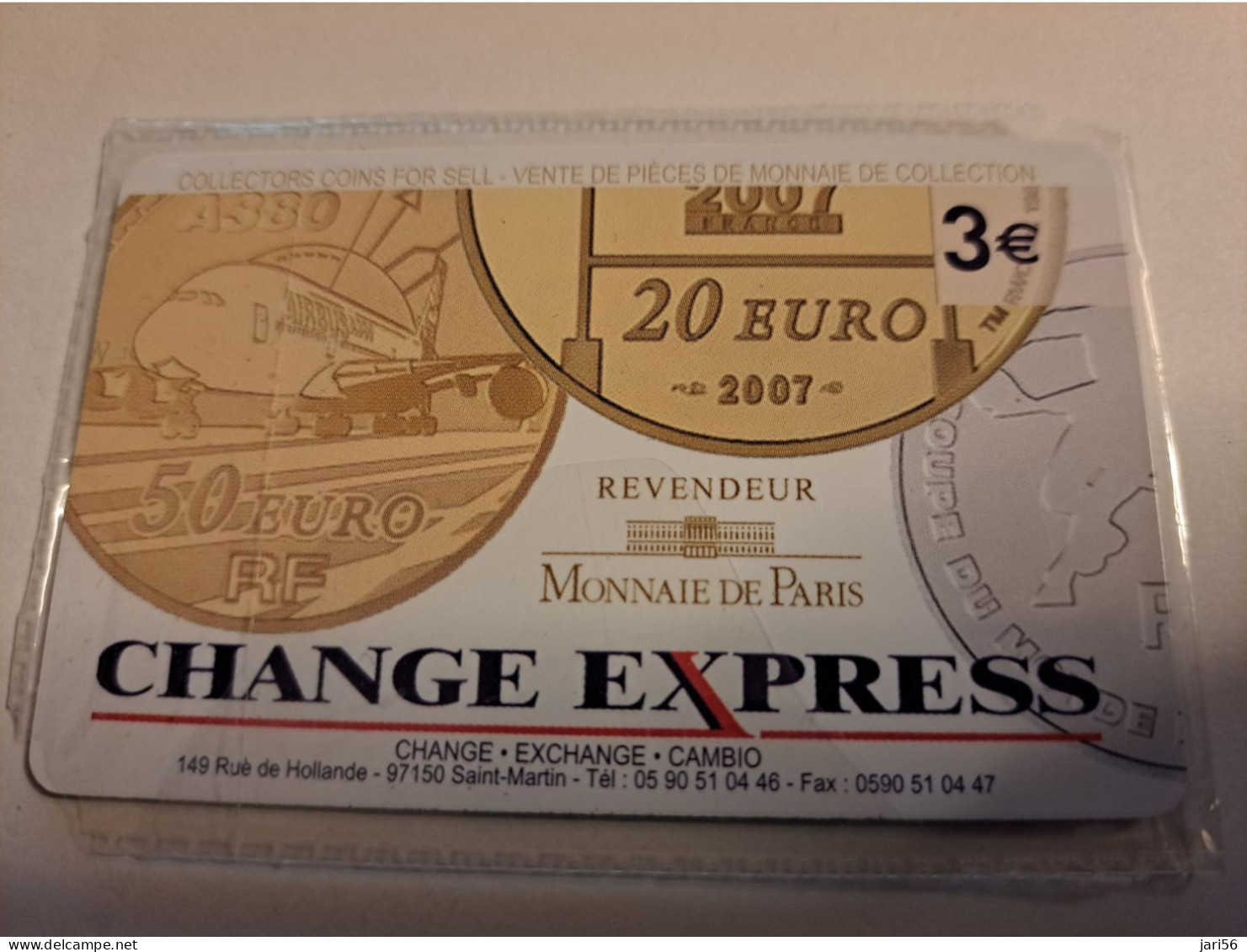 St Martin French (COINS ON CARD) 2CARDS OUTREMER TELECOM CHANGE EXPRES Tirage 1000 !!! MINT €5 +€ 3,- **16115 ** - Antillen (Französische)