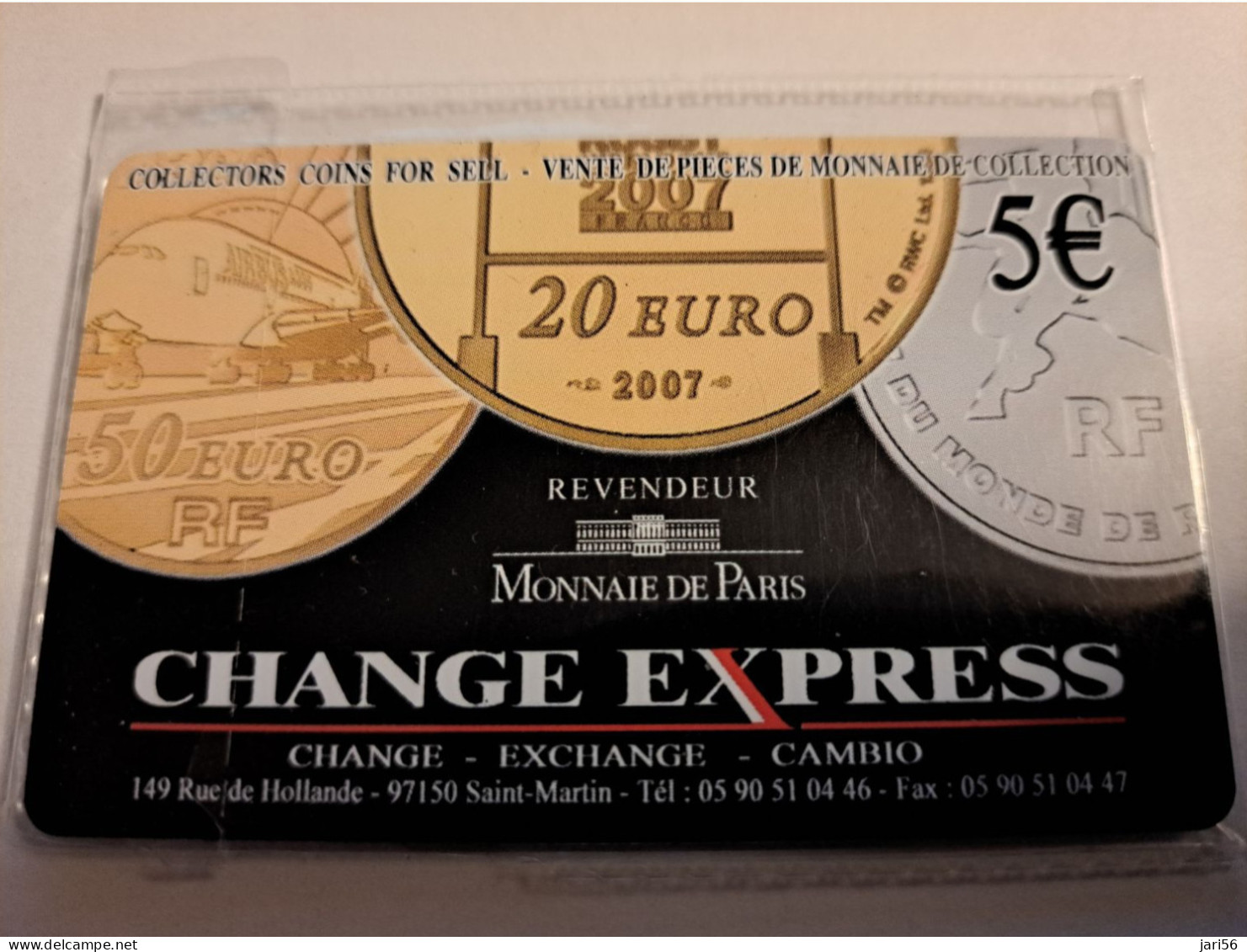 St Martin French (COINS ON CARD) 2CARDS OUTREMER TELECOM CHANGE EXPRES Tirage 1000 !!! MINT €5 +€ 3,- **16115 ** - Antillen (Frans)