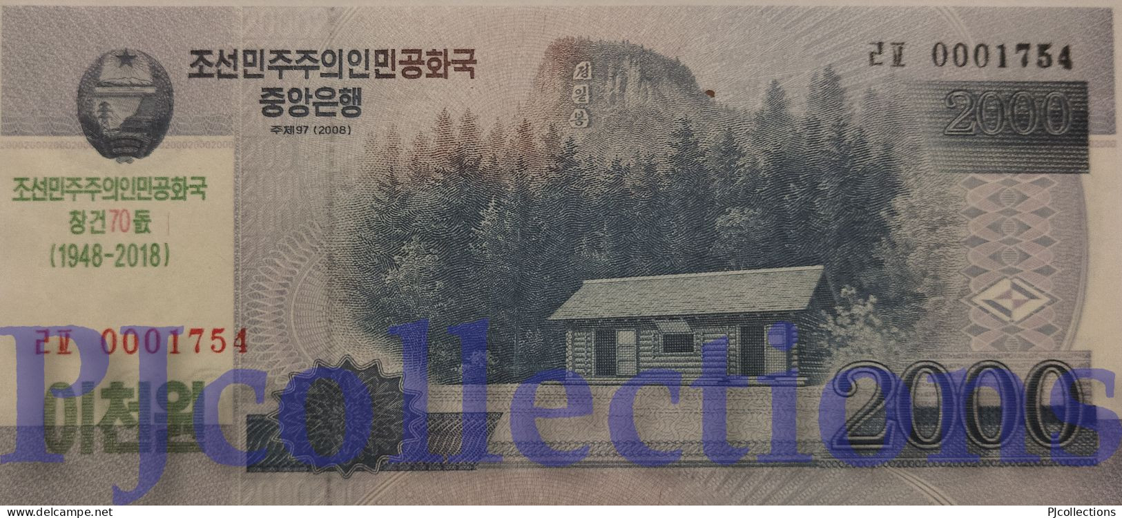 KOREA 2000 WON 2018 PICK CS22 UNC LOW SERIAL NUMBER "0001754" - Corée Du Nord