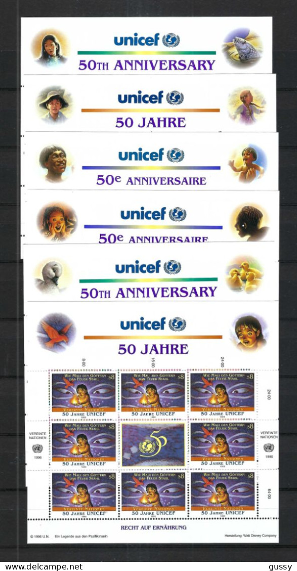 UNICEF 50 Ans 1996: Les 6 Blocs Neufs** Des Bureaux De New-York (USA), Genève (Suisse) Et Wien (Autriche) - UNICEF