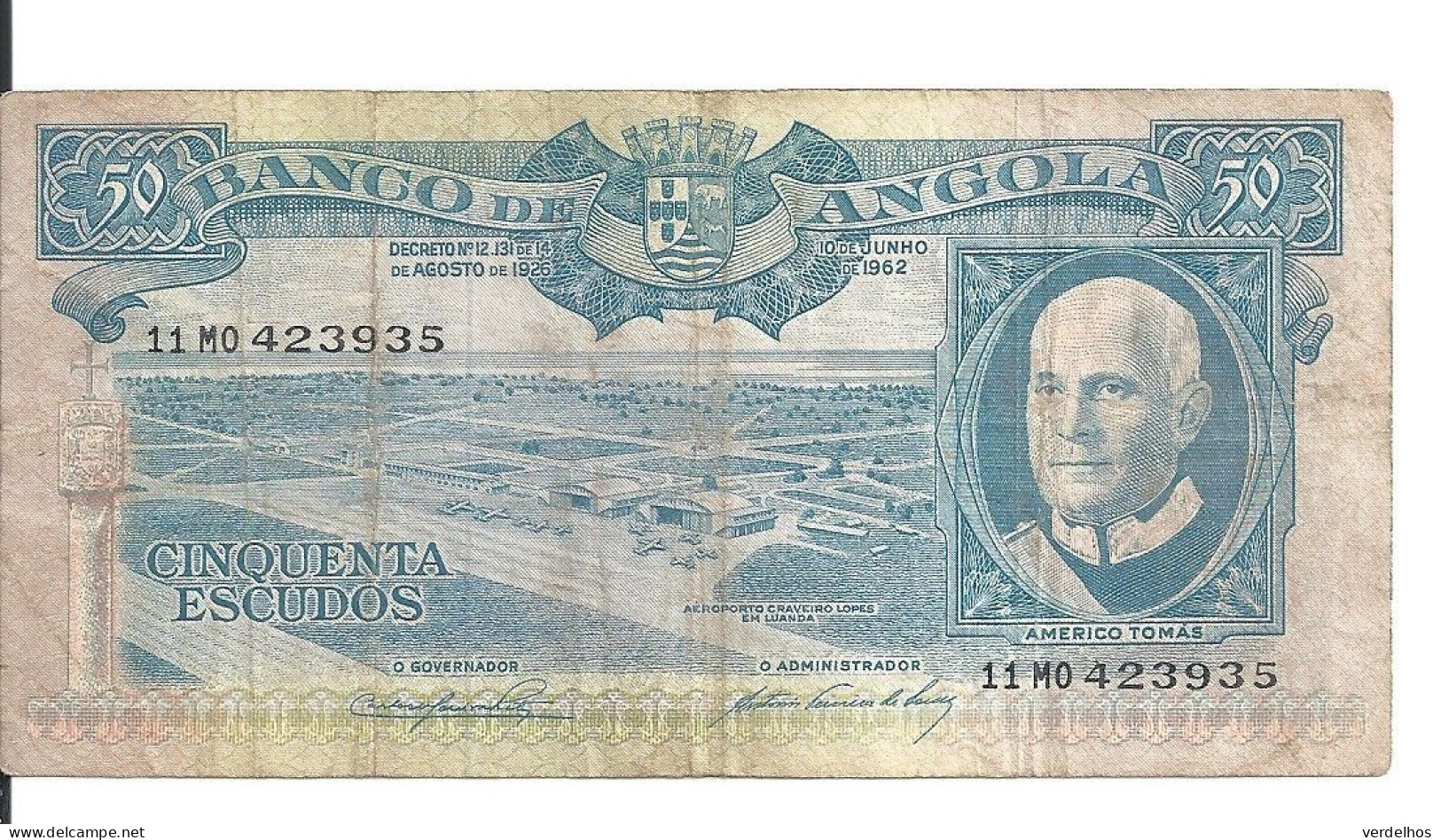 ANGOLA 50 ESCUDOS 1962 VF P 93 - Angola