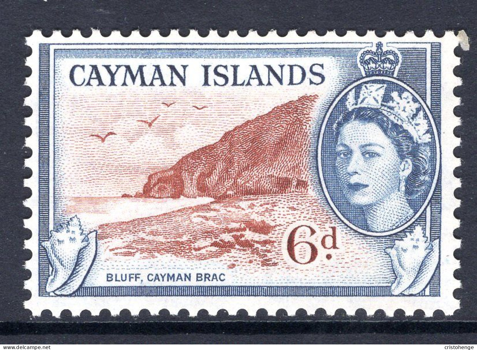 Cayman Islands 1953-62 QEII Pictorials - 6d Bluff, Cayman Brac MNH (SG 156) - Cayman Islands