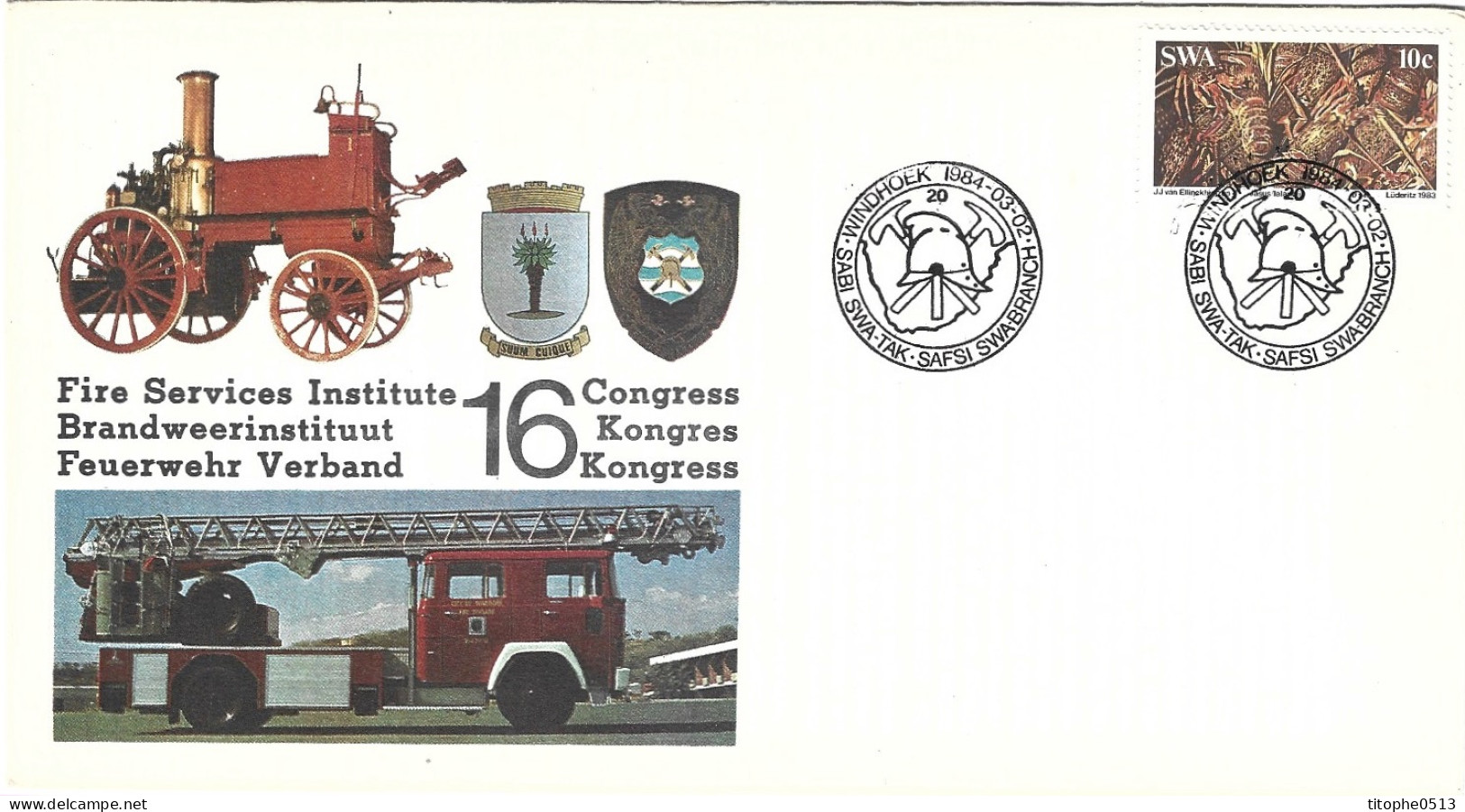 SWA. Enveloppe Commémorative De 1984. Camion De Pompiers. - Sapeurs-Pompiers