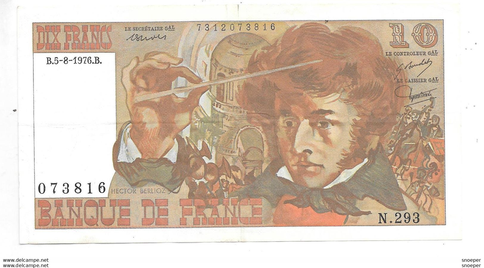 *france  10 Francs  5/8/1976   150c - 10 F 1972-1978 ''Berlioz''