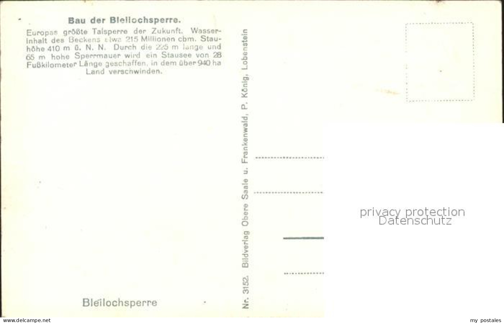 41945217 Bleilochtalsperre Bau Der Sperre Bleilochtalsperre - Schleiz