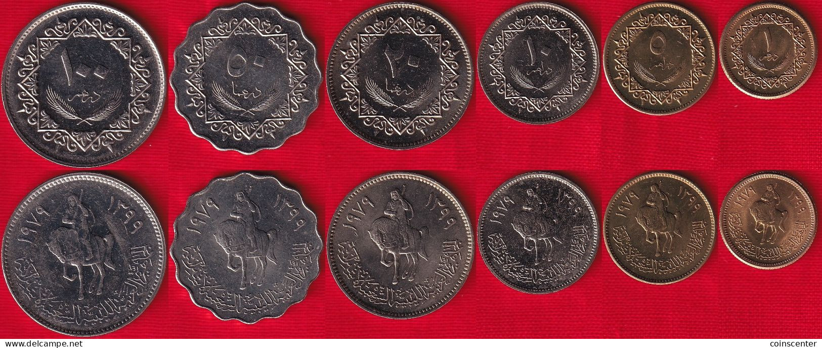 Libya Set Of 6 Coins: 1 - 100 Dirhams 1979 UNC - Libye