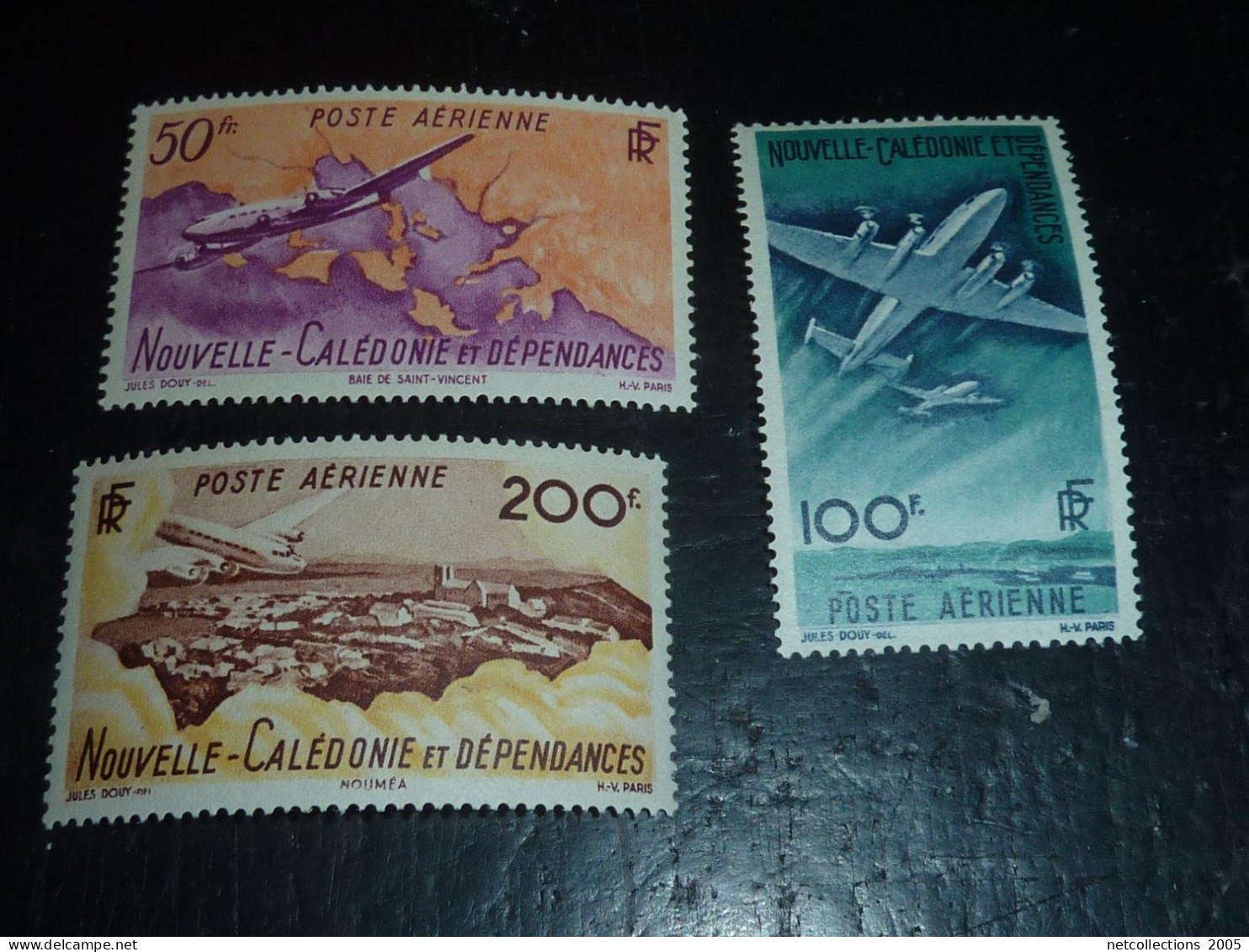 NOUVELLE-CALEDONIE ET DEPENDANCES TIMBRE POSTE AERIENNE 1948 N°61/63 - NEUF SANS CHARNIERE (CV) - Unused Stamps