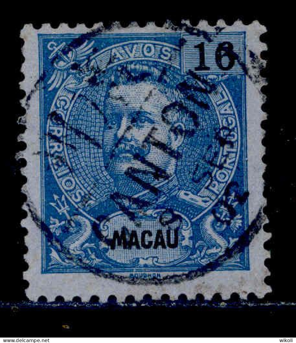 ! ! Macau - 1898 D. Carlos 16 A (CANTON CANCEL) - Af. 87 - Used (cc 064) - Oblitérés