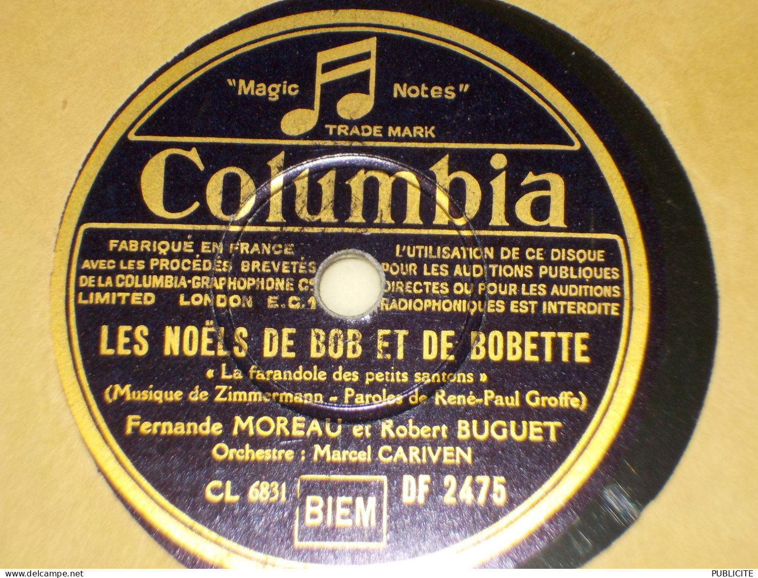 VINYLE  DISQUE 78 TOURS LES NOELS DE BOB ET DE BOBETTE DE PIERRE DARAGON ET FERNANDE MOREAU ET ROBERT BUGUET 1948 - 78 Rpm - Gramophone Records